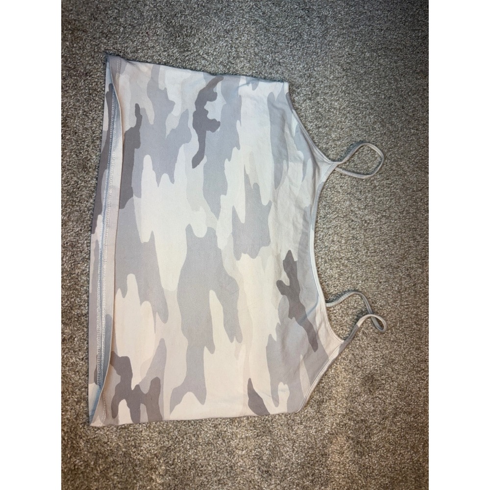 American Eagle Camo Cropped Cami Tank Top Grey White Camouflage XL - Picture 4 of 6